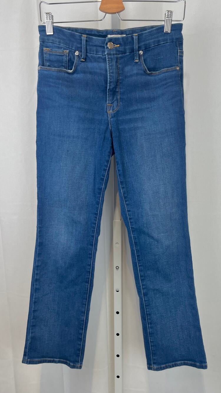 GOOD AMERICAN Good Legs Straight Jeans Zip Fly Ankle Blue Size 6 28